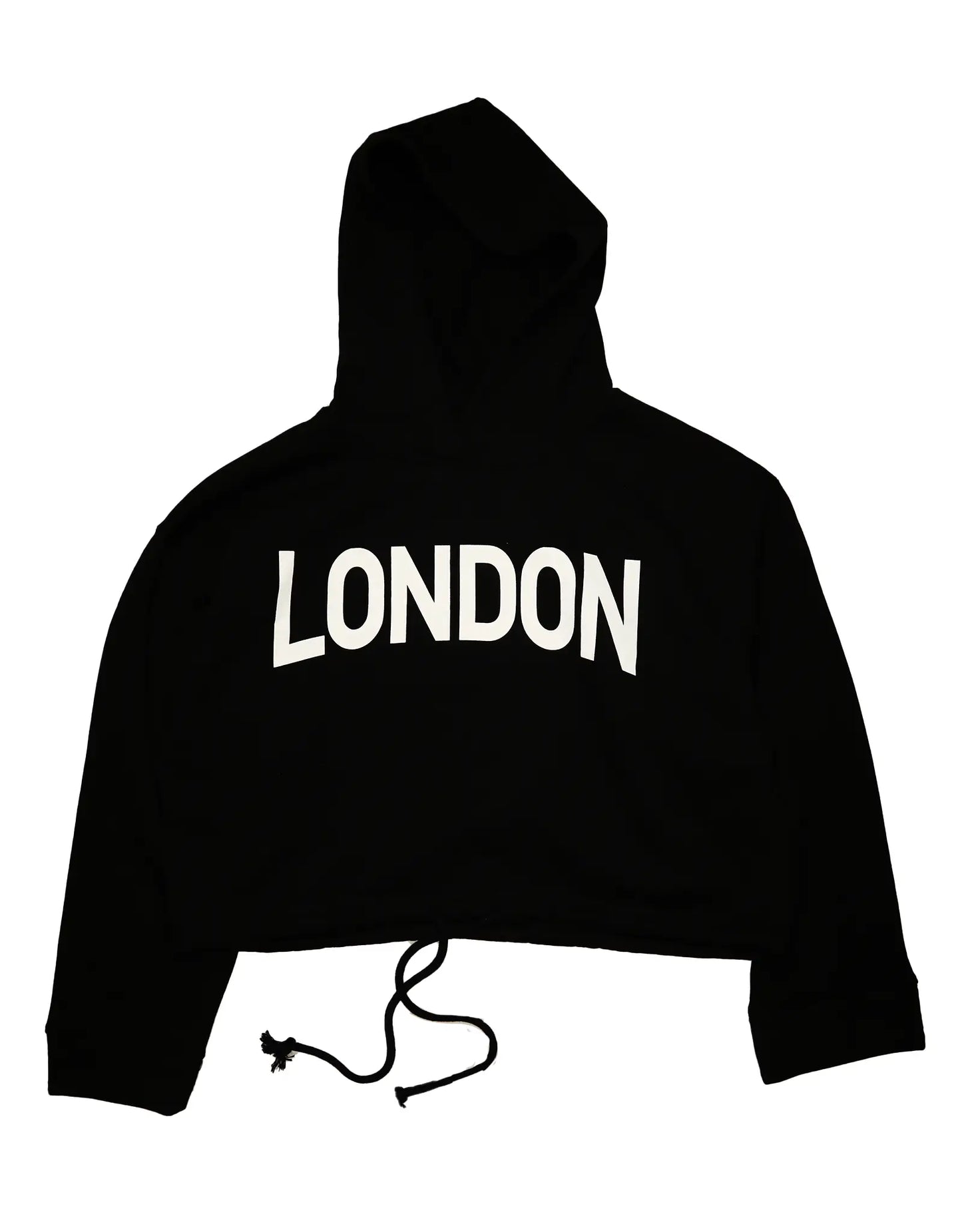 Urban Edge: Pre-Loved Black Cropped Hoodie with "London" Print