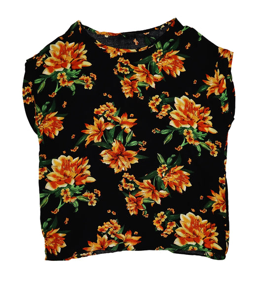 Sun-Kissed Blooms: Pre-Loved Black Floral Shirt