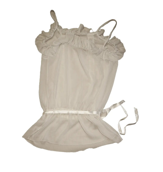 Whisper-Soft Romance: Pre-Loved Cream Ruffle and Lace Top