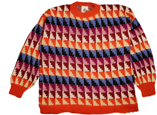 Peruvian Handcrafted Wool Sweater - Orange & Purple