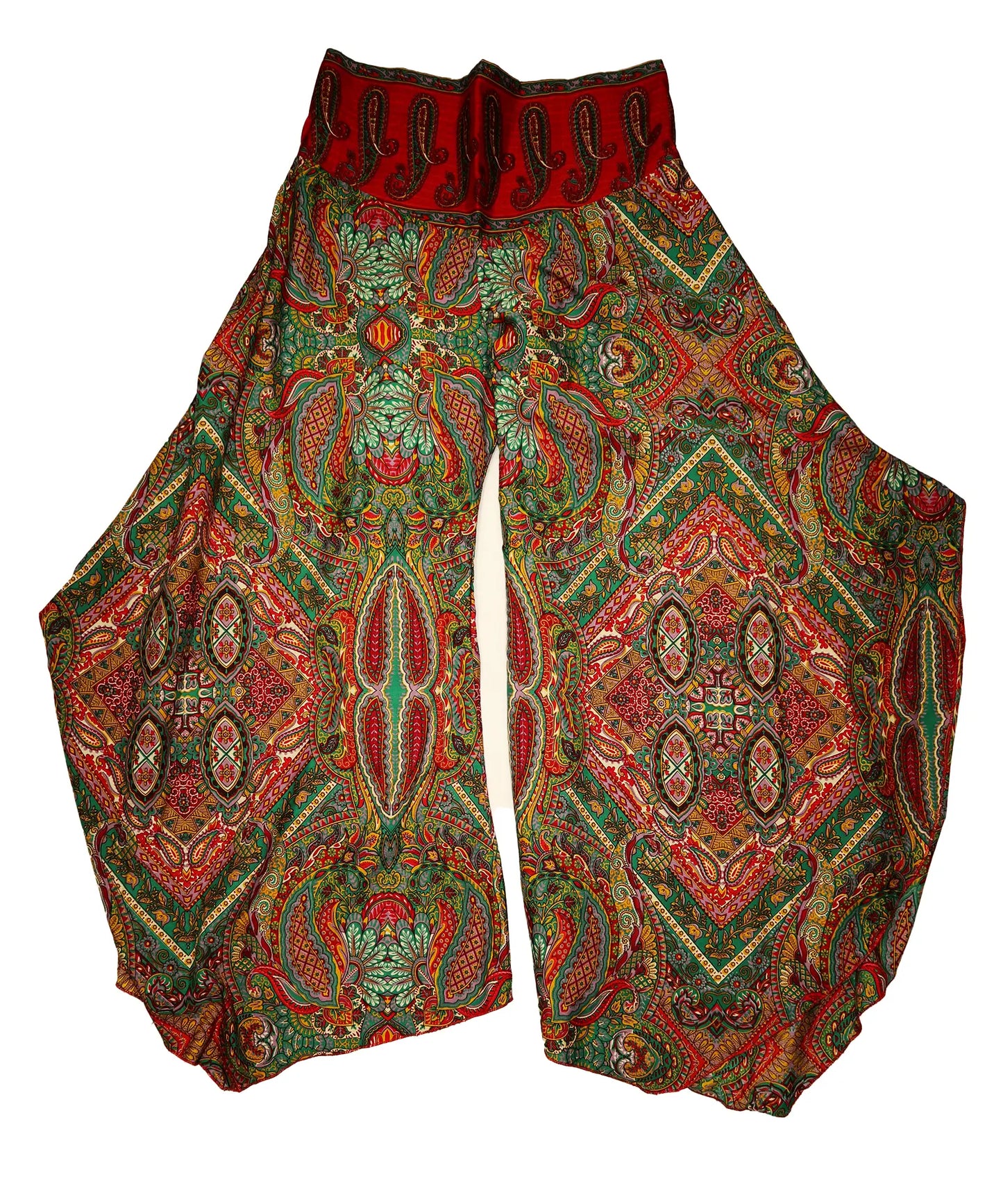 Global Spice: Vintage Red & Green Paisley Harem Pants