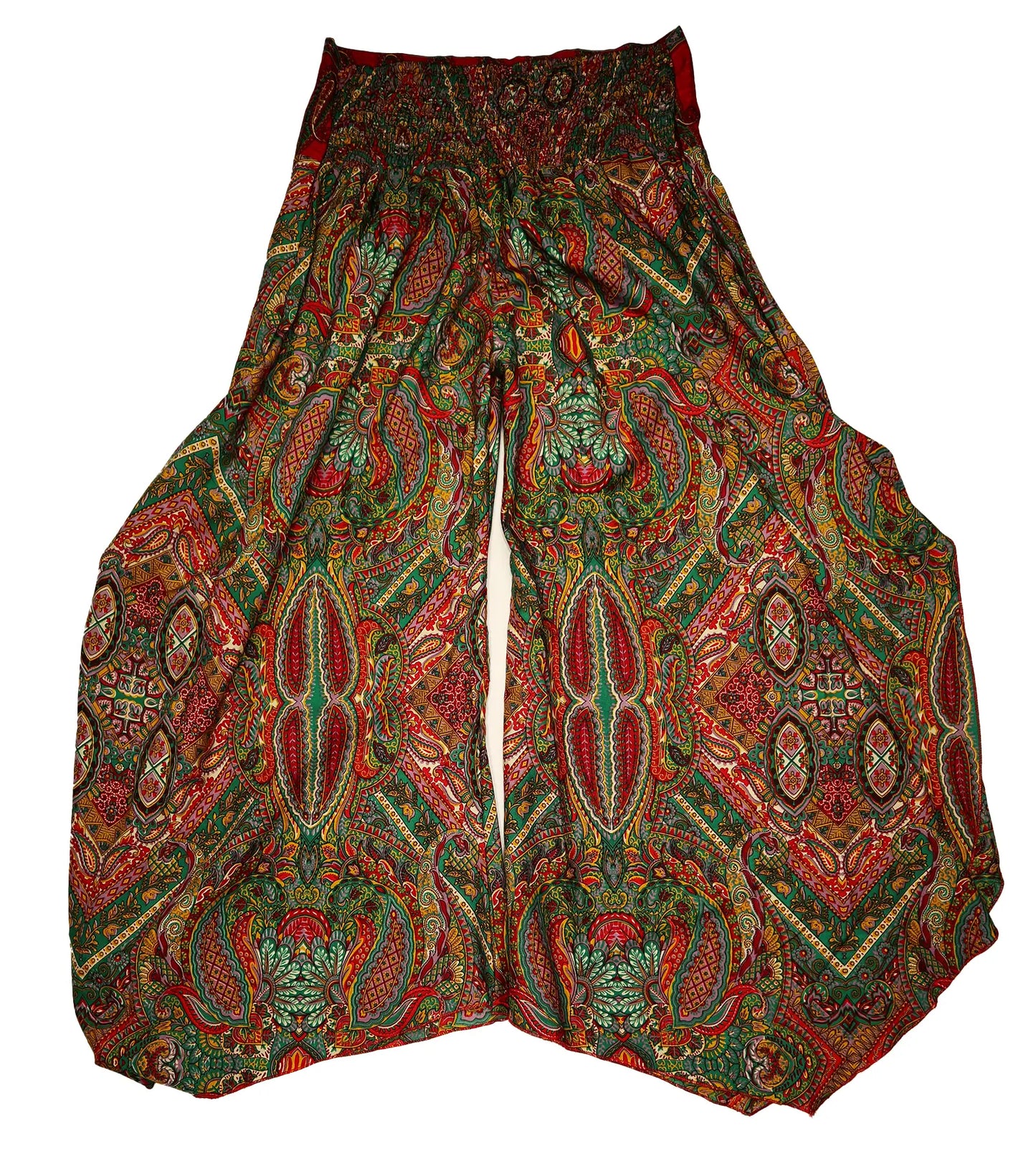 Global Spice: Vintage Red & Green Paisley Harem Pants