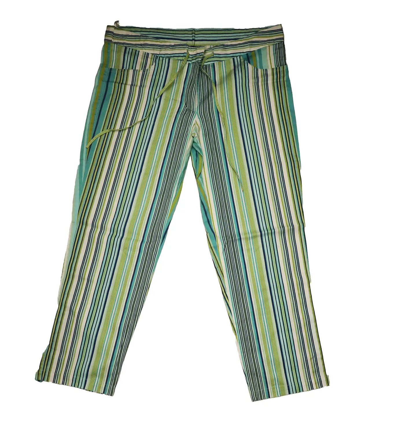 Seaside Serenade: Vintage Striped Pants in a Symphony of Blue and Green